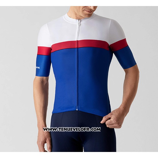 2019 Maillot Ciclismo La Passione Blanc Rouge Bleu Manches Courtes et Cuissard